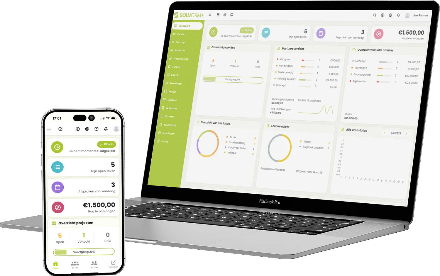 SolvCRM+ werkorder software voor planning, uitvoering en directe verwerking